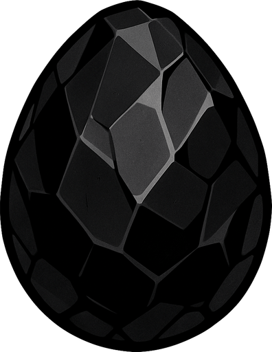 A Obsidian egg.
In-Game asset.  2d.  High contrast.  No shadows