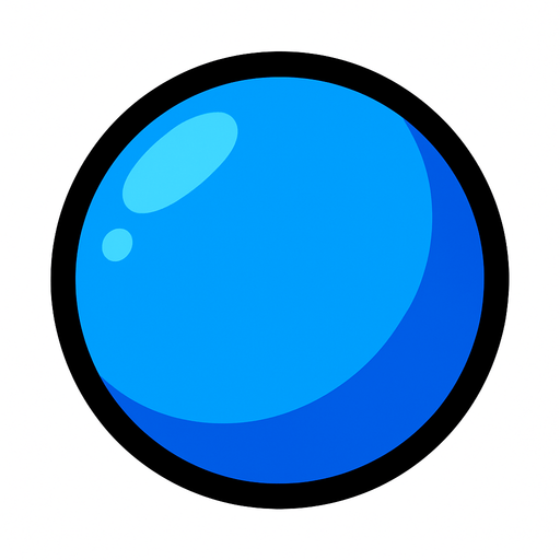 blue ball.
In-Game asset.  2d.  High contrast.  No shadows
