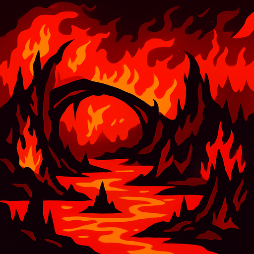 a hell back ground.
In-Game asset.  2d.  High contrast.  No shadows