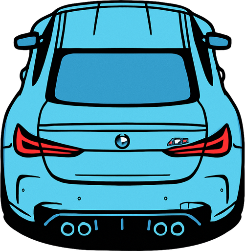 Acik mavi Bmw m4 arkasi ama yukaridan
In-Game asset.  2d.  High contrast.  No shadows