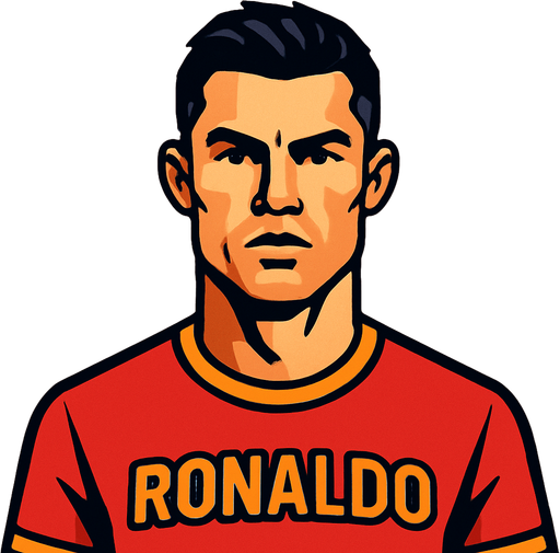 Cristiano Ronaldo.
In-Game asset.  2d.  High contrast.  No shadows