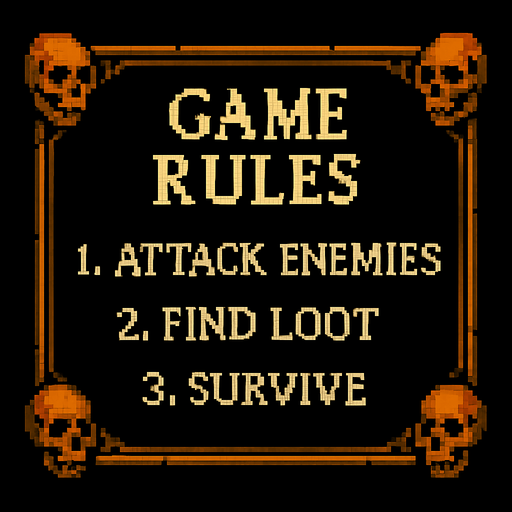 Game Rules dark souls style 2d pixel art.
In-Game asset.  2d.  High contrast.  No shadows