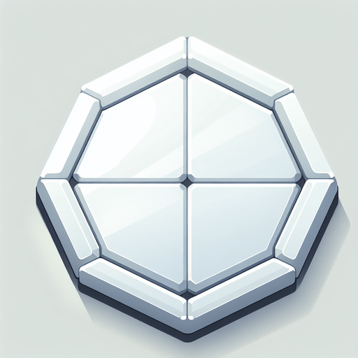 simple flat white hexagon tile with beveled borders.
Front view. Modern game style