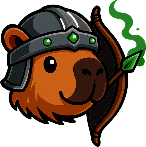 Elimina la resortera. Añadele un arco y una flecha con la punta verde que suelta un humo verde. Adorna el casco con piedras birllantes verdes.