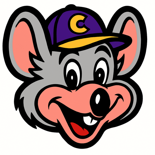 chuck e cheese head.
In-Game asset.  2d.  High contrast.  No shadows