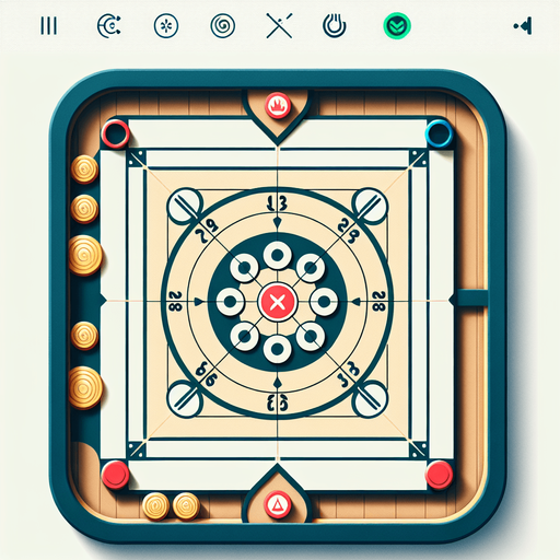 like a carrom.
Single Game Texture. In-Game asset. 2d. Blank background. High contrast. No shadows.