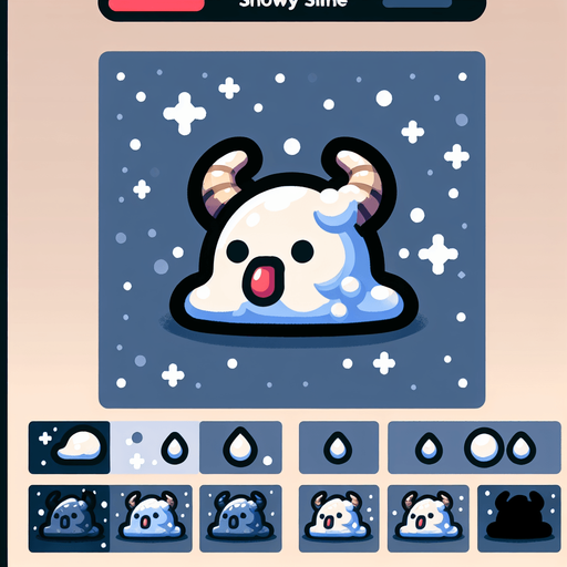 Un slime RPG nevado con estilo suave y simple.
Single Game Texture.  In-Game asset.  2d.  Blank background.  High contrast.  No shadows