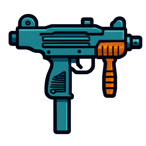 Uzi çiz.
In-Game asset.  2d.  High contrast.  No shadows
