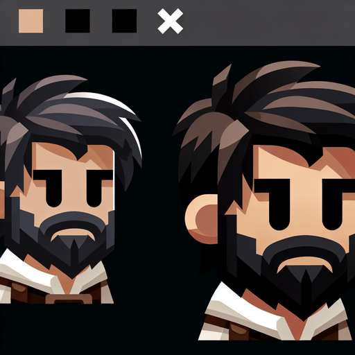 мультяшный парень с темными волосами бородой и светлыми прядями.
Single Game Texture. In-Game asset. 2d. Blank background. High contrast. No shadows.