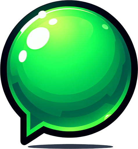 green notification bubble.
Single Game Texture. In-Game asset. 2d. Blank background. High contrast. No shadows.
