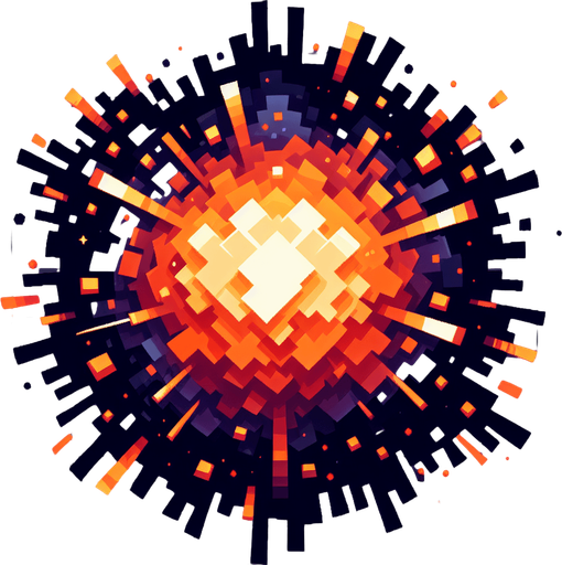 Spacial Explosion.
Single Game Texture. In-Game asset. 2d. Blank background. High contrast. No shadows. Low resolución size 64px