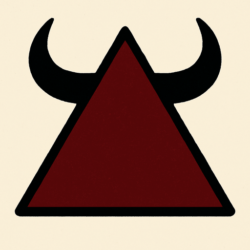 un triangolo rojo oscuro con cuernos.
In-Game asset.  2d.  High contrast.  No shadows