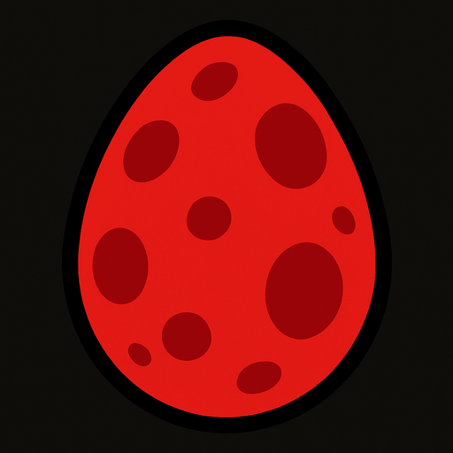 Make a red egg with dark red spots.
In-Game asset.  2d.  High contrast.  No shadows