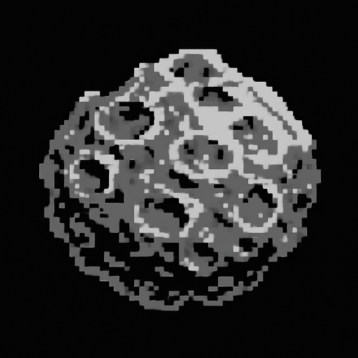 A BIG GRAY ASTEROID.
In-Game asset.  2d.  High contrast.  No shadows. Retro 8bt