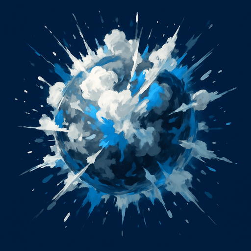 Airball explosion. sphere. mixed grey with white & blue colors. HD colors
In-Game asset.  2d.  High contrast.  No shadows