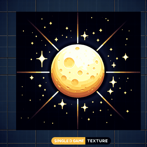 shining moon.
Single Game Texture.  In-Game asset.  2d.  Blank background.  High contrast.  No shadows