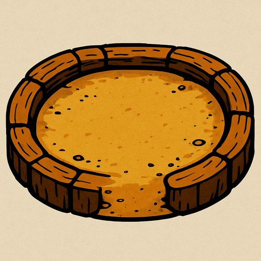 oval kütük küçük bir meydan gibi üstten görünümlü.
In-Game asset.  2d.  High contrast.  No shadows