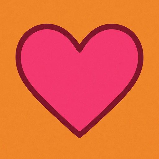 Pink heart no outline or shine.
In-Game asset.  2d.  High contrast.  No shadows