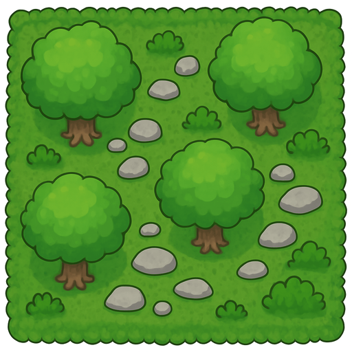 forest tile on top viewing.
In-Game asset.  2d.  No shadows