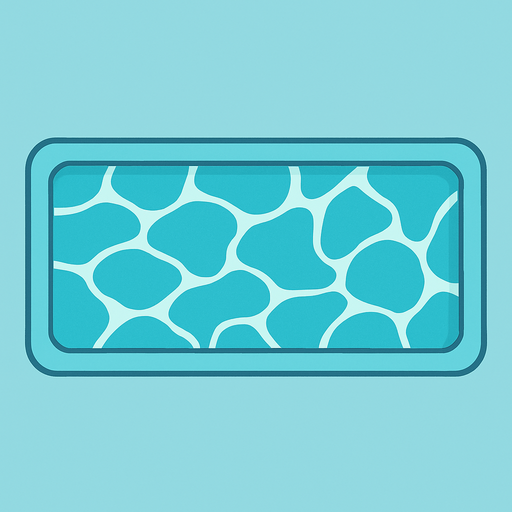 Piscina vista desde arriba con lineas suaves. un borde celeste igual al agua de proporciones 4:16.
In-Game asset.  2d.  High contrast.  No shadows