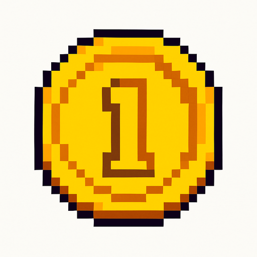 2d pixels coin.
In-Game asset.  2d.  High contrast.  No shadows