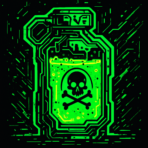 Liquid toxin Bomb. With cyberpunk + abstract style. HD colors. Green color.
In-Game asset.  2d.  High contrast.  No shadows