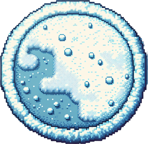 frost circle arena. seen from above. Single Game Texture. In-Game asset. 2d. Blank background. High contrast. No shadows. pixelated. 8 bit