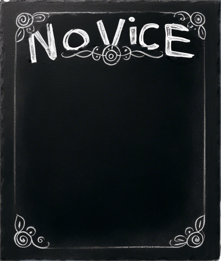 Text "NOVICE BLEND" in chalk, handwritten