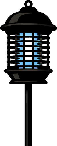 Bug zapper on a pole.
In-Game asset.  2d.  High contrast.  No shadows