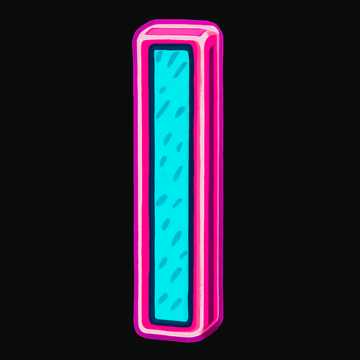 neon turquoise pole. covered with neon pink frame.
In-Game asset.  2d.  High contrast.  No shadows