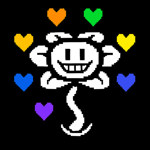 Flowey Undertale but with 6 souls (Orange,Green,Yellow,blue,Purple, Light Blue).
In-Game asset.  2d.  High contrast.  No shadows