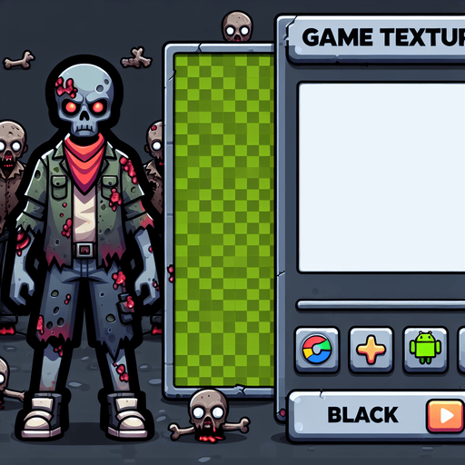 Игрок в стиле зомби апокалипсиса.
Single Game Texture. In-Game asset. 2d. Blank background. High contrast. No shadows.