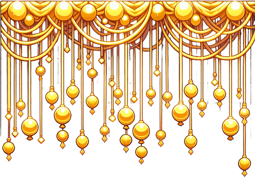 gold color baloon string hanging straigth view.
Single Game Texture.  In-Game asset.  2d.  Blank background.  High contrast.  No shadows