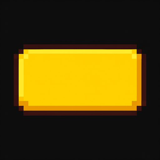 A yellow pixelart rectangle button..
In-Game asset.  2d.  High contrast.  No shadows