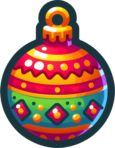 Cartoon Christmas decoration  
Single Game Texture. In-Game asset. 2d. Blank background. High contrast. No shadows.