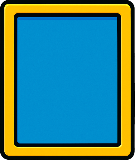 mavi sarı renkte kenarlaı düz dörtken olan bir kart ve ya çercive.
In-Game asset.  2d.  High contrast.  No shadows