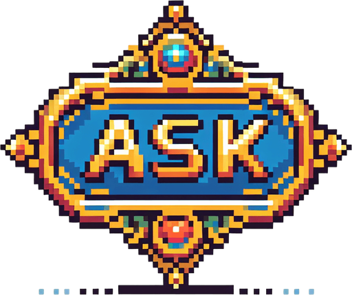 "ASK" sign with brass frame. Edwardian era style. Full color pixel art..
Single Game Texture. In-Game asset. 2d. Blank background. High contrast. No shadows.