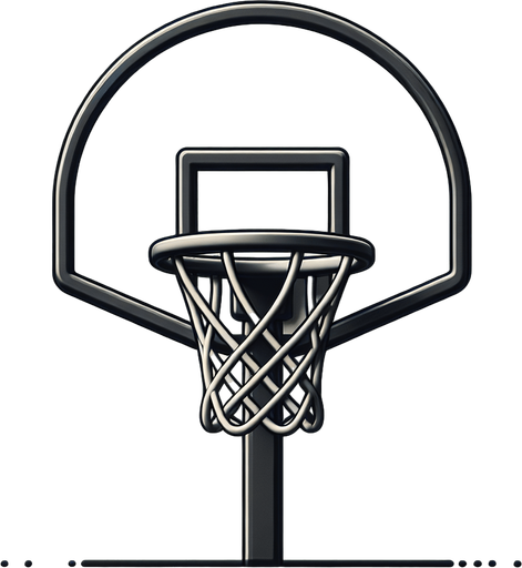 一个篮球筐，正视，只有篮筐没有下面的杆.
Single Game Texture. In-Game asset. 2d. Blank background. High contrast. No shadows.