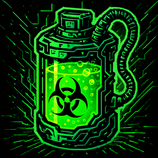 Liquid toxin Bomb. With cyberpunk + abstract style. HD colors. Green color.
In-Game asset.  2d.  High contrast.  No shadows