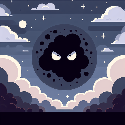 dark cartoon cloudy skies high quality background make it simple and minimalistic..
Single Game Texture. In-Game asset. 2d. Blank background. High contrast. No shadows.