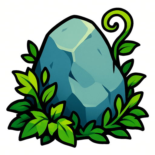 Pierre élément végétal.
In-Game asset.  2d.  High contrast.  No shadows