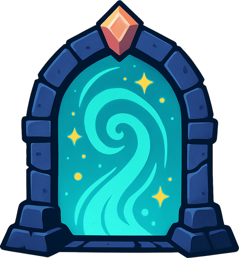 big portal magical door.
In-Game asset.  2d.  High contrast.  No shadows