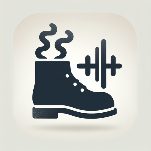 A boot icon dissolving into smoke or shadow at the heel. Sound wave symbol with a line striking through it, indicating silence..
Single Game Texture.  In-Game asset.  2d.  Blank background.  High contrast.  No shadows