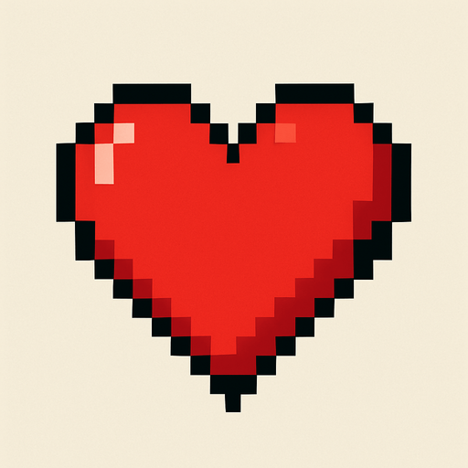 draw a heart with pixel art.
In-Game asset.  2d.  High contrast.  No shadows