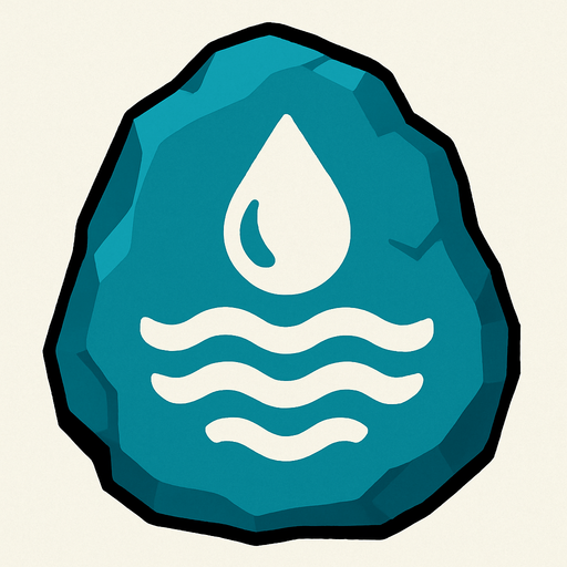 Pierre élément eau.
In-Game asset.  2d.  High contrast.  No shadows