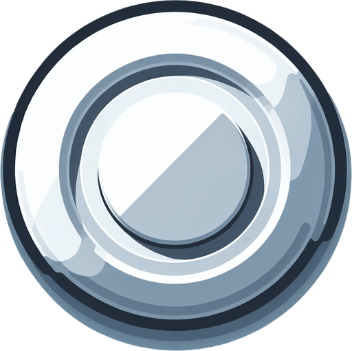 White circular button with simple single super wide gray indented circle at the outside of the button.
Single Game Texture. In-Game asset. 2d. Blank background. High contrast. No shadows.