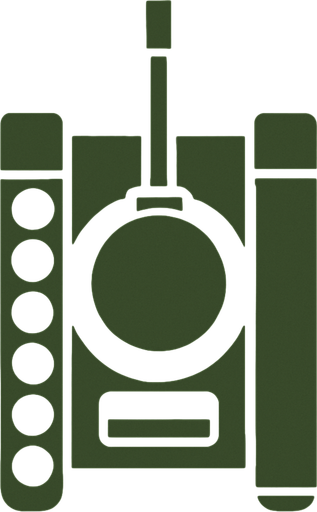 Minimalist tank assets from upside aspect and with dark green and black color.
High contrast