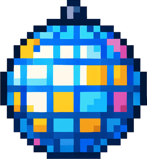 disco ball pixel art 2d.
In-Game asset.  2d.  High contrast.  No shadows