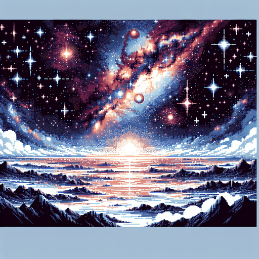 Galaxy Background 2D Pixel..
Single Game Texture. In-Game asset. 2d. Blank background. High contrast. No shadows.