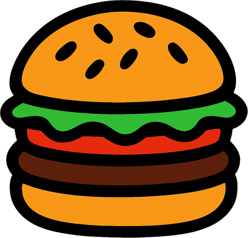 burger.
In-Game asset.  2d.  High contrast.  No shadows